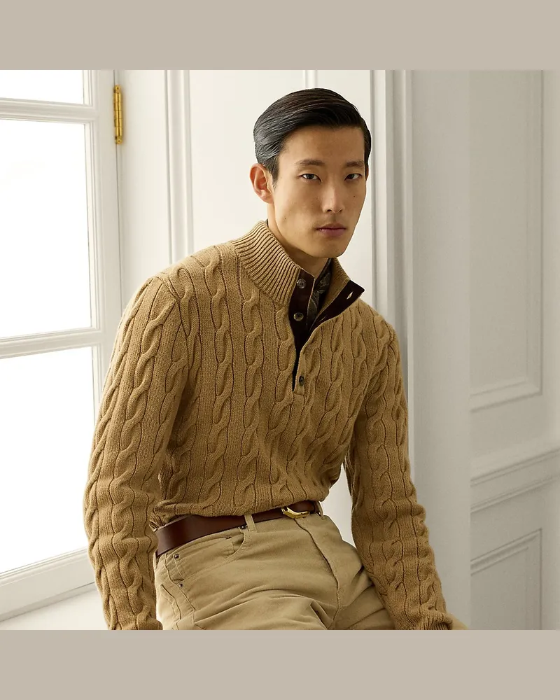 Ralph Lauren Kaschmirpullover mit Zopfmuster Brown