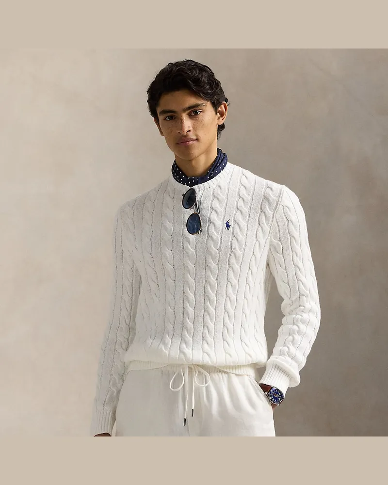 Ralph Lauren Baumwollpullover mit Zopfmuster White
