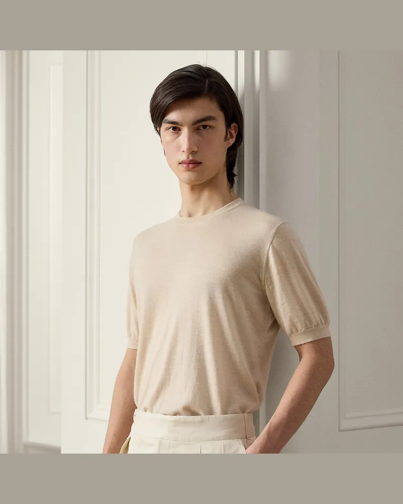 Ralph Lauren Kurzärmliger Kaschmirpullover Cream