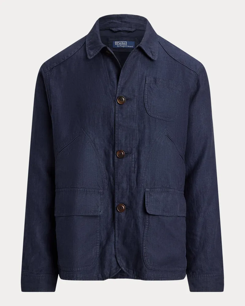 Ralph Lauren Utility-Jacke aus Fischgrat-Leinen Blue