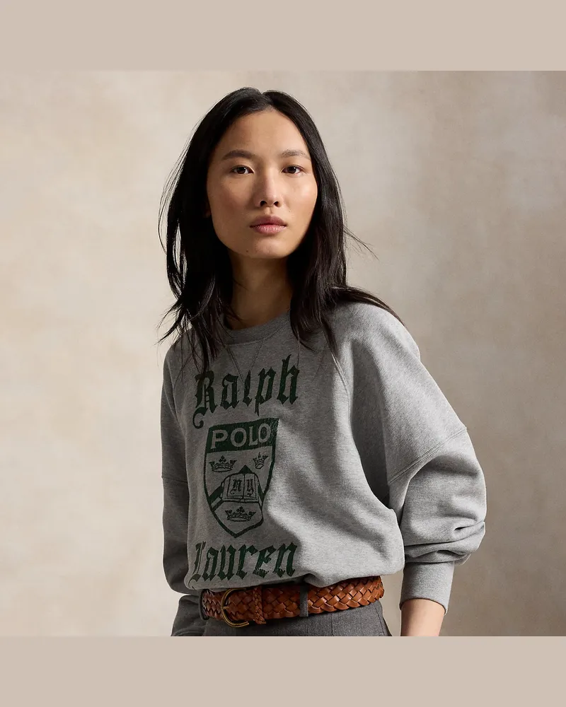 Ralph Lauren Fleece-Rundhalspullover mit „PRL“-Wappen Grey