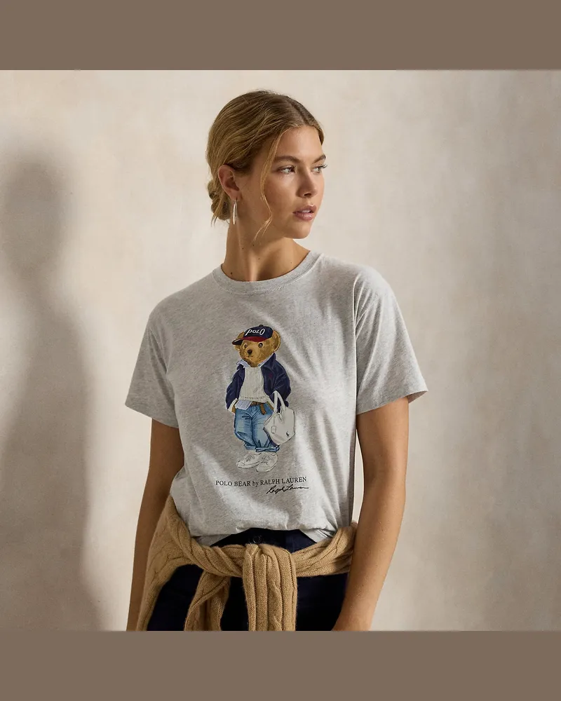 Ralph Lauren Baumwolljersey-T-Shirt mit Polo Bear Grey