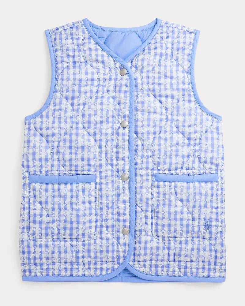 Ralph Lauren Geblümte Wendeweste mit Ginghammuster Blue