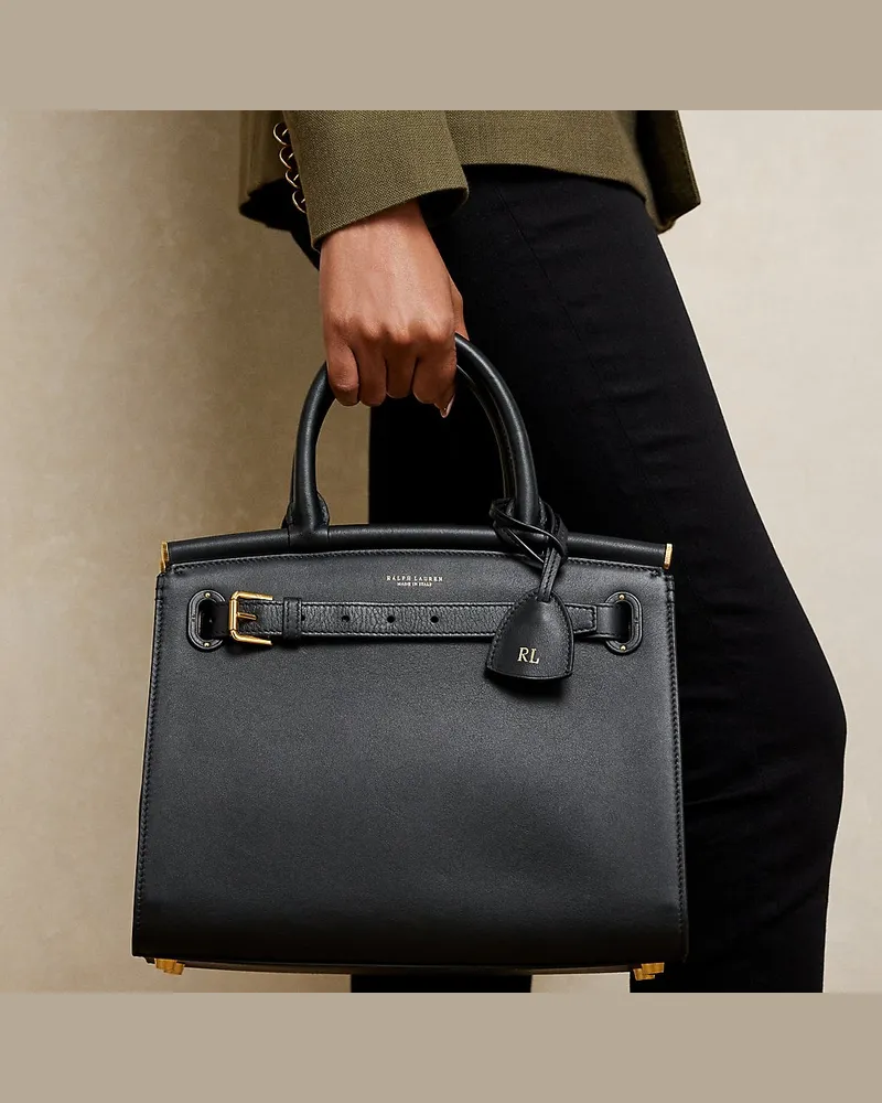 Ralph Lauren Mittelgroße Tasche RL50 aus Kalbsleder Black