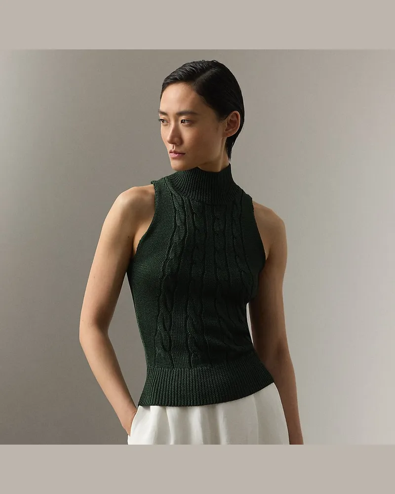 Ralph Lauren Ärmelloser Rollkragenpullover aus Seide Green