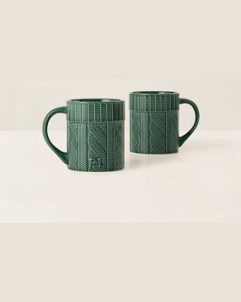 Ralph Lauren Home Keramiktassen-Geschenkset mit Zopfmuster Green