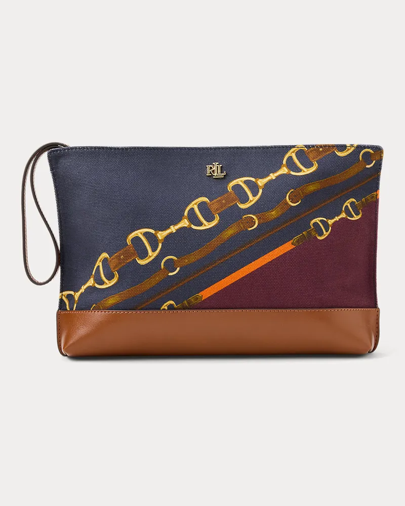 Ralph Lauren Große Segeltuch-Pochette mit Gürteldruck Multi
