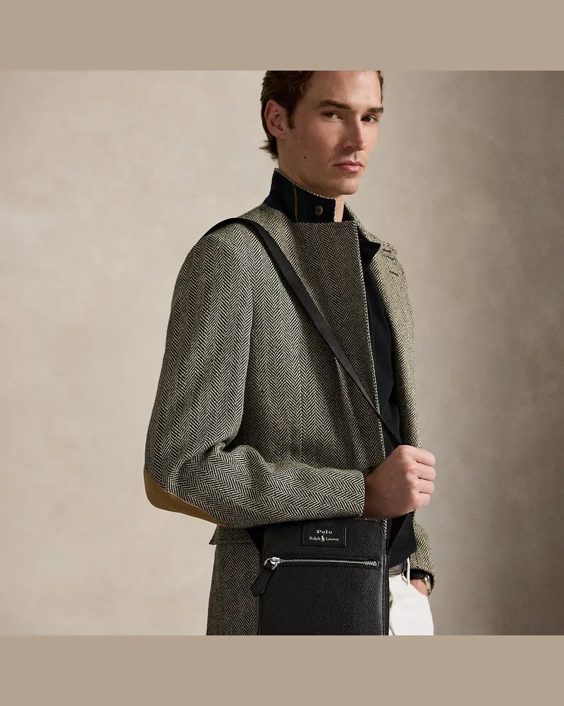 Ralph Lauren Umhängetasche aus Narbenleder Black