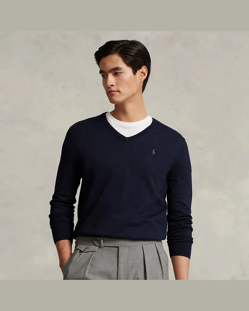 Ralph Lauren Slim-Fit Pullover mit V-Ausschnitt Blue