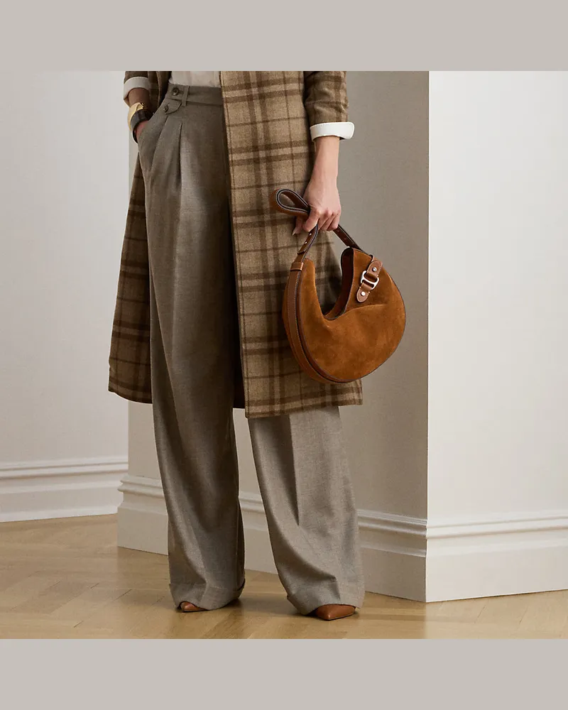 Ralph Lauren Fischgrat-Wollhose mit weitem Bein Brown