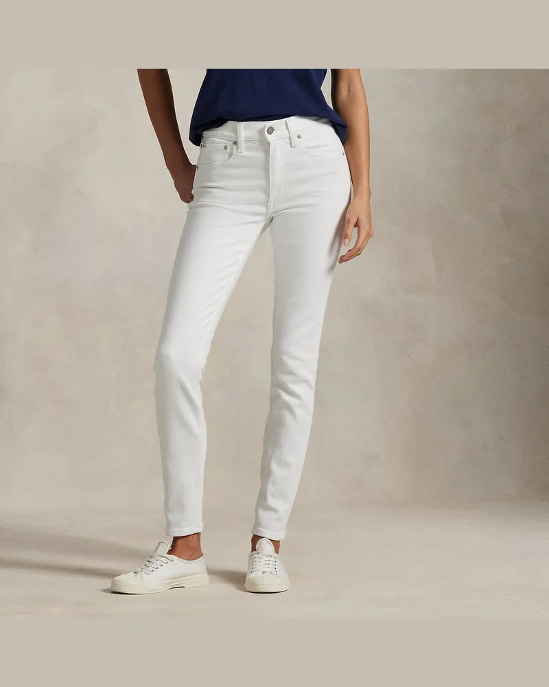 Ralph Lauren Super-Slim-Jeans mit mittlerer Leibhöhe White