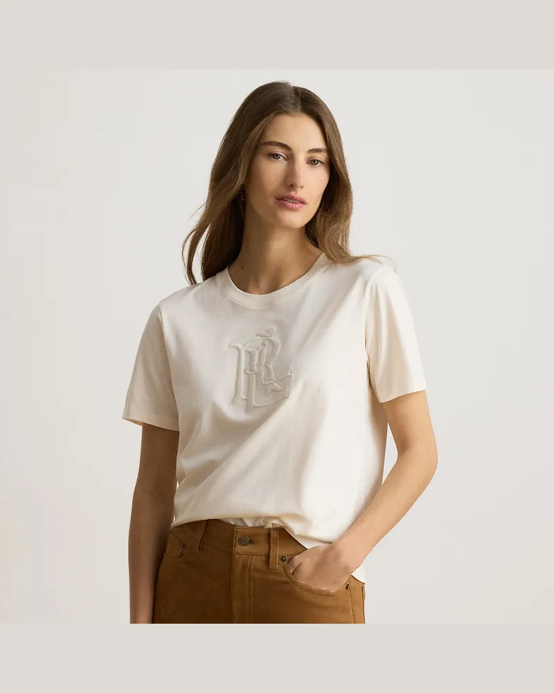 Ralph Lauren Baumwolljersey-T-Shirt mit Logostickerei Cream