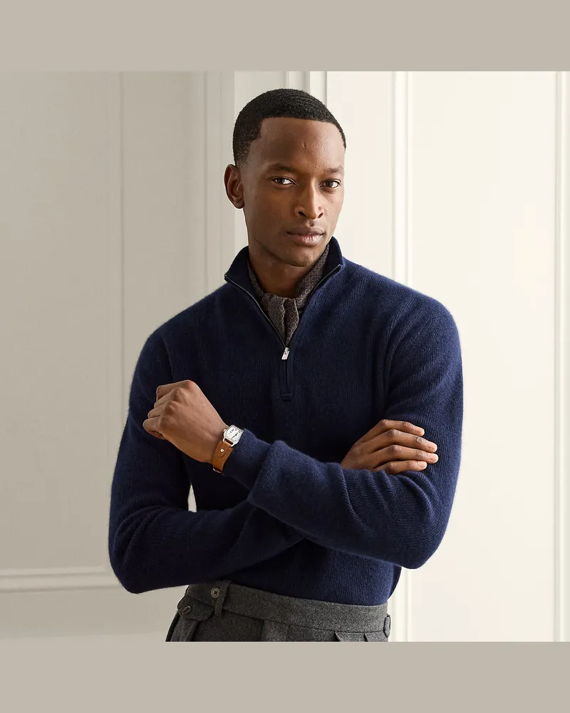 Ralph Lauren Strukturierter Pullover aus Kaschmir Blue