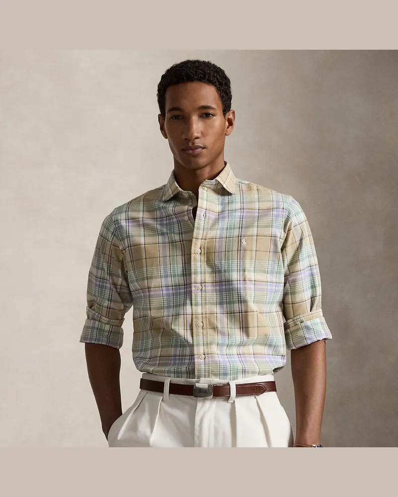 Ralph Lauren Kariertes Custom-Fit Oxfordhemd Tan