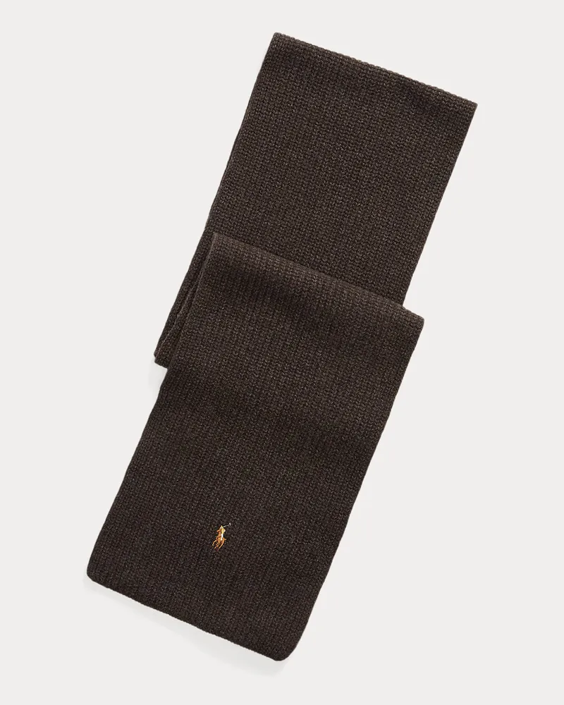 Ralph Lauren Rippenstrickschal aus Wollmischung Brown