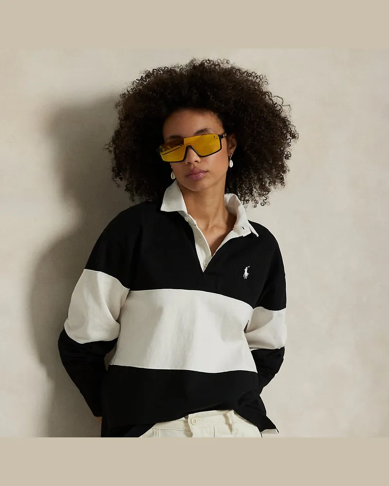 Ralph Lauren Color-Block-Rugbyhemd aus Baumwolljersey Black