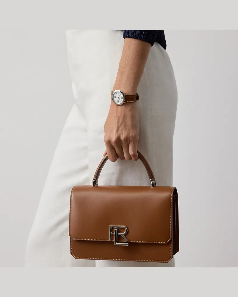 Ralph Lauren Kalbsledertasche RL 888 mit Griff oben Brown
