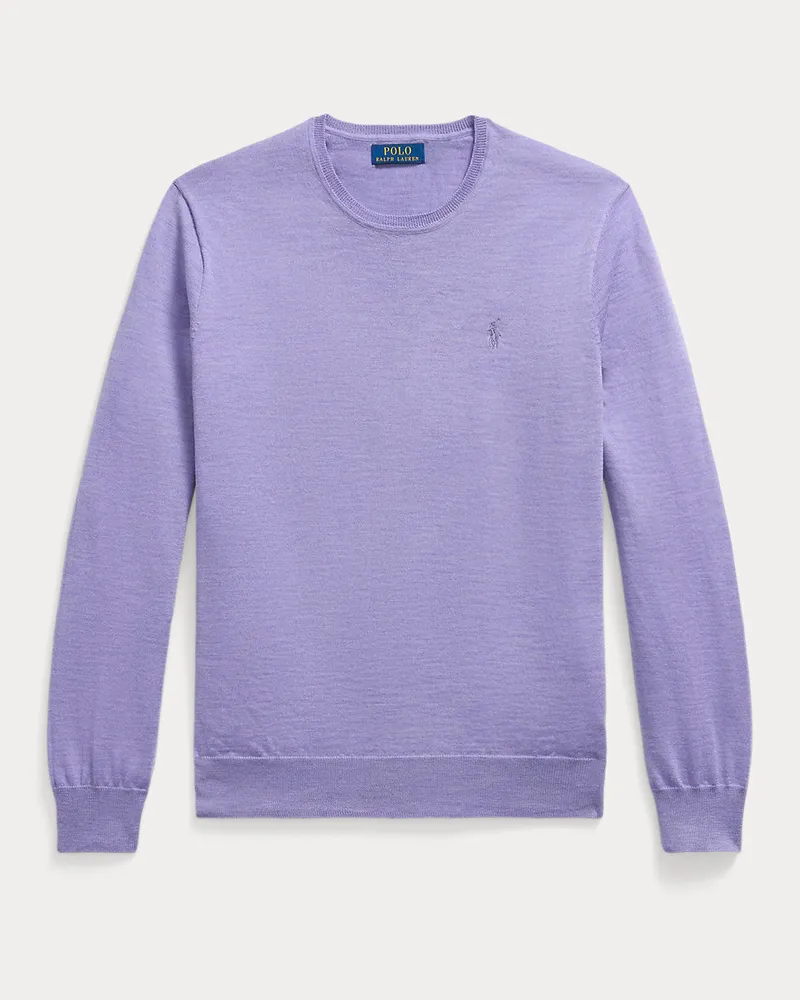 Ralph Lauren Waschbarer Rundhalspullover aus Wolle Purple