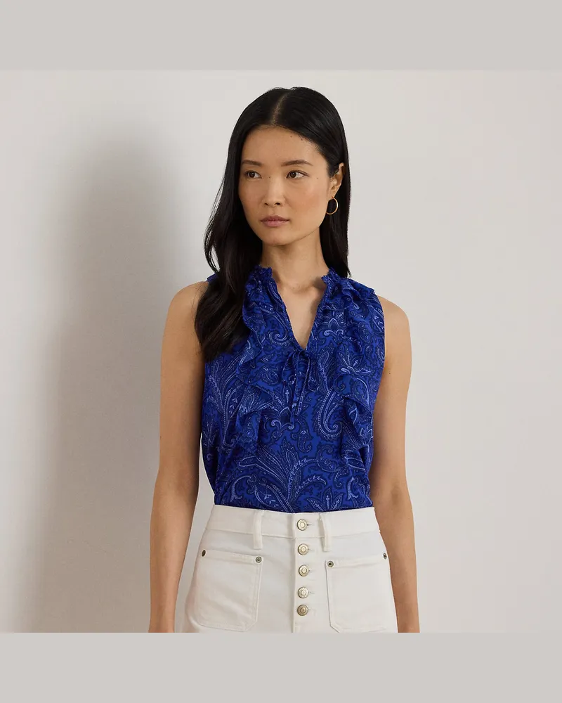 Ralph Lauren Bluse mit Paisley-Motiv und Rüschen Blue