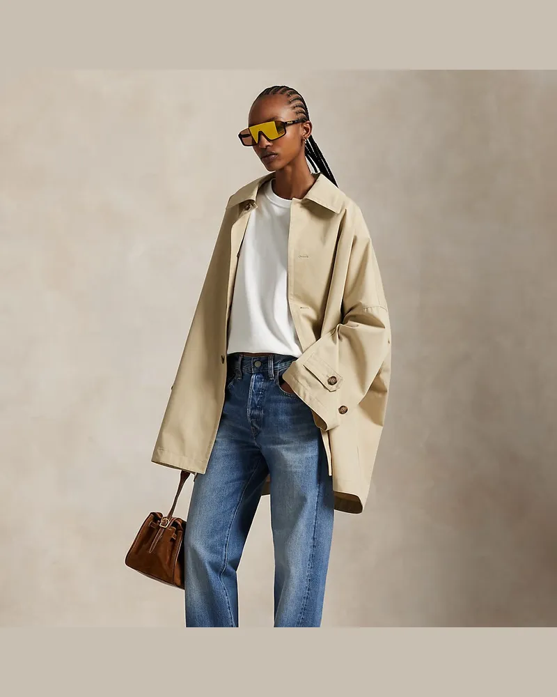 Ralph Lauren Übergroße 3/4-Jacke aus Baumwolltwill Tan
