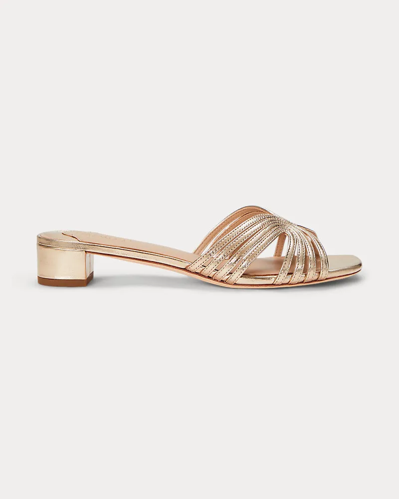 Ralph Lauren Riemchensandale Fay aus Metallic-Leder Silver