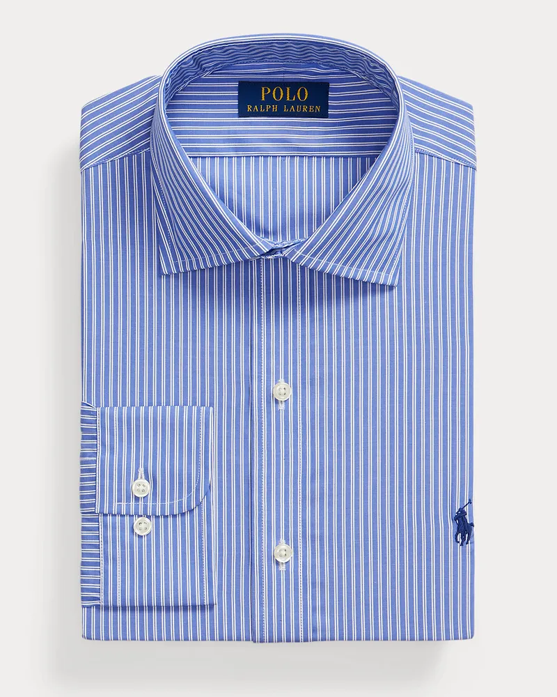Ralph Lauren Gestreiftes Custom-Fit Popelinehemd White