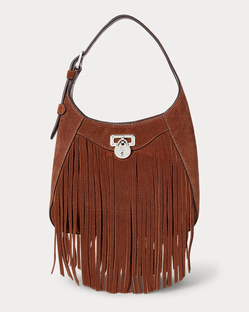 Ralph Lauren Kleine Umhängetasche Tanner mit Fransen Brown