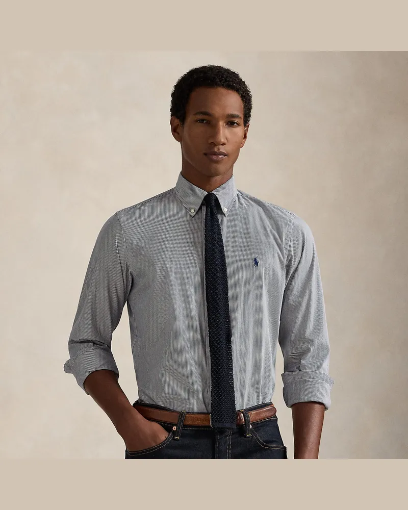 Ralph Lauren Gestreiftes Slim-Fit Hemd aus Popeline Blue