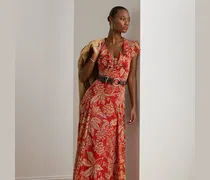 Geblümtes Abendkleid mit Gürtel