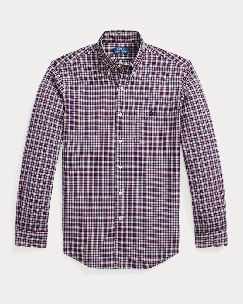 Ralph Lauren Kariertes Custom-Fit Popelinehemd Red