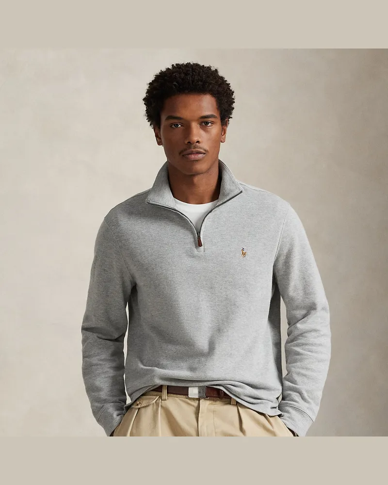 Ralph Lauren Rippenpullover mit Viertelreißverschluss Grey