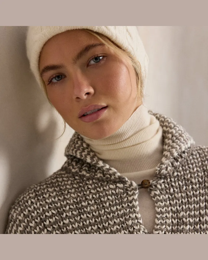 Ralph Lauren Woll-Kaschmir-Stirnband mit Zopfmuster Cream