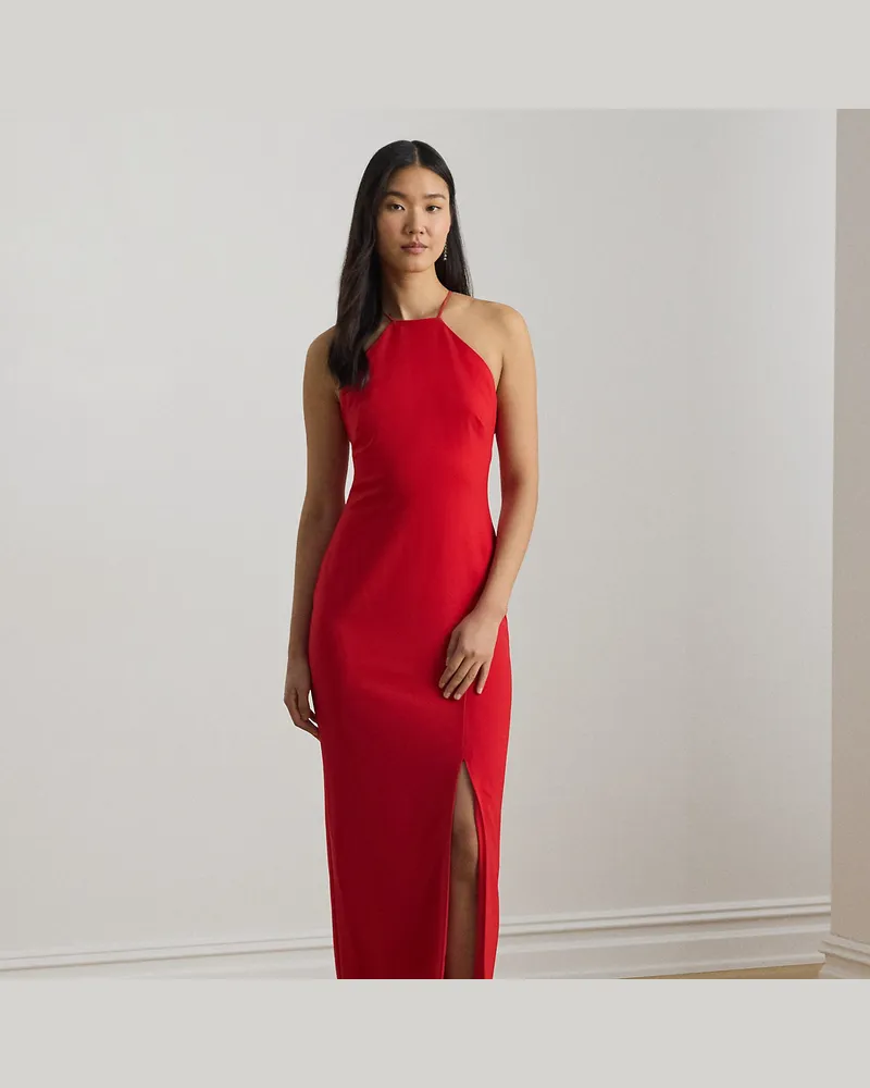 Ralph Lauren Neckholder-Kleid aus beidseitigem Crêpe Red