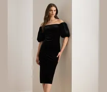 Samt-Cocktailkleid mit Ballonärmeln
