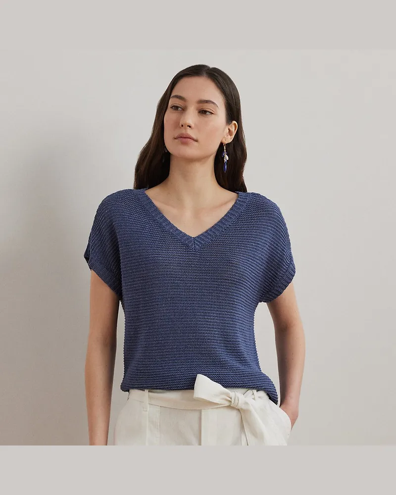 Ralph Lauren Kurzarmpullover mit V-Ausschnitt Blue