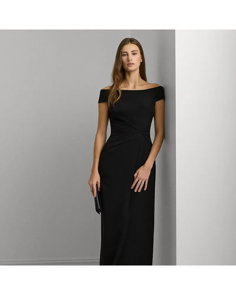 Ralph Lauren Schulterfreies Crêpe-Abendkleid Black