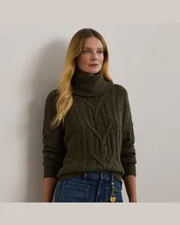 Ralph Lauren Aran-Strickpullover mit Rollkragen Green