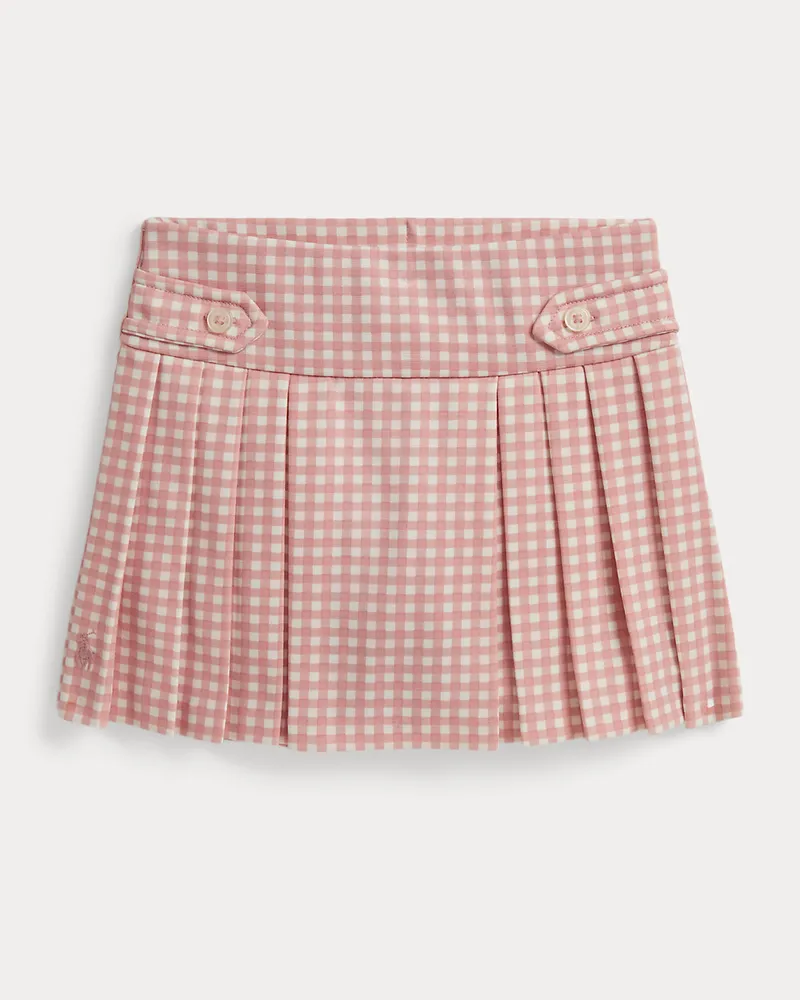 Ralph Lauren Karierter Ponté-Skort mit Falten Pink