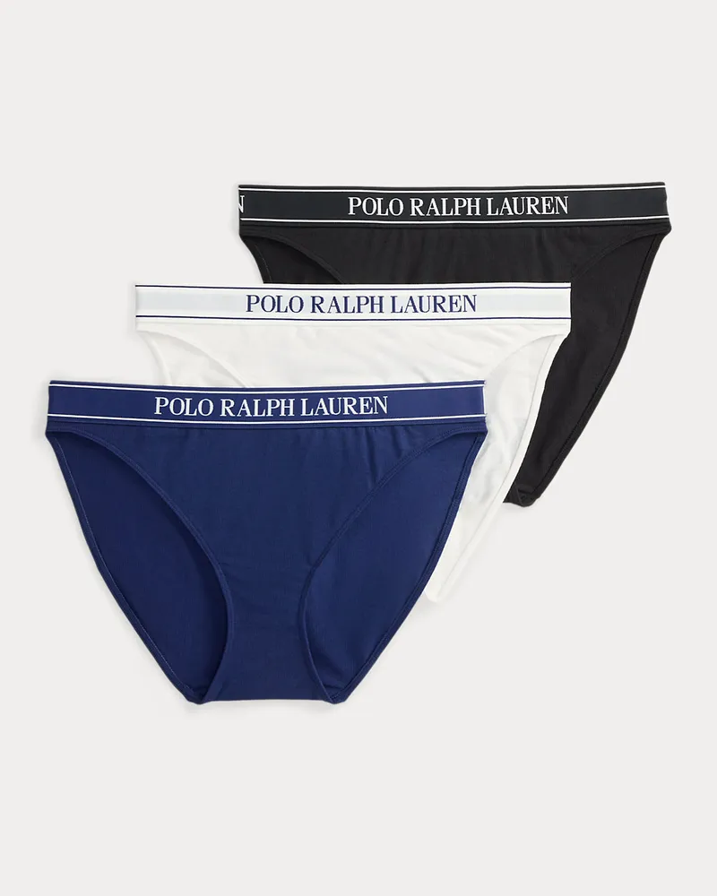 Ralph Lauren 3er-Pack Bikinihosen mit Logobund White