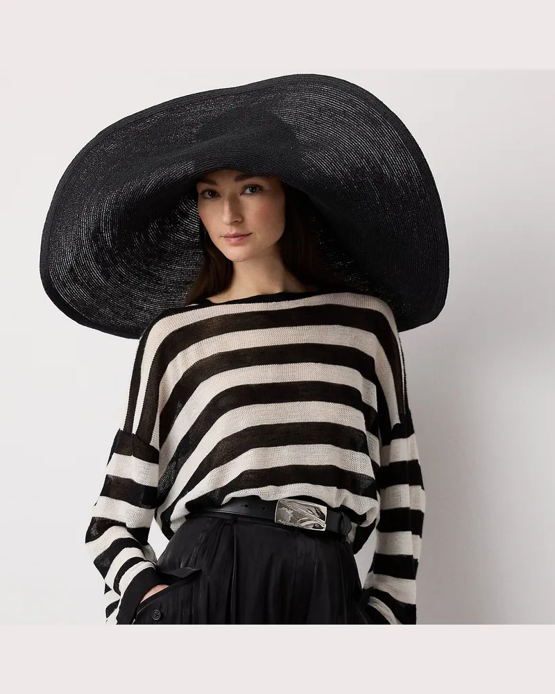 Ralph Lauren Gestreifter Seiden-Leinen-Pullover Black