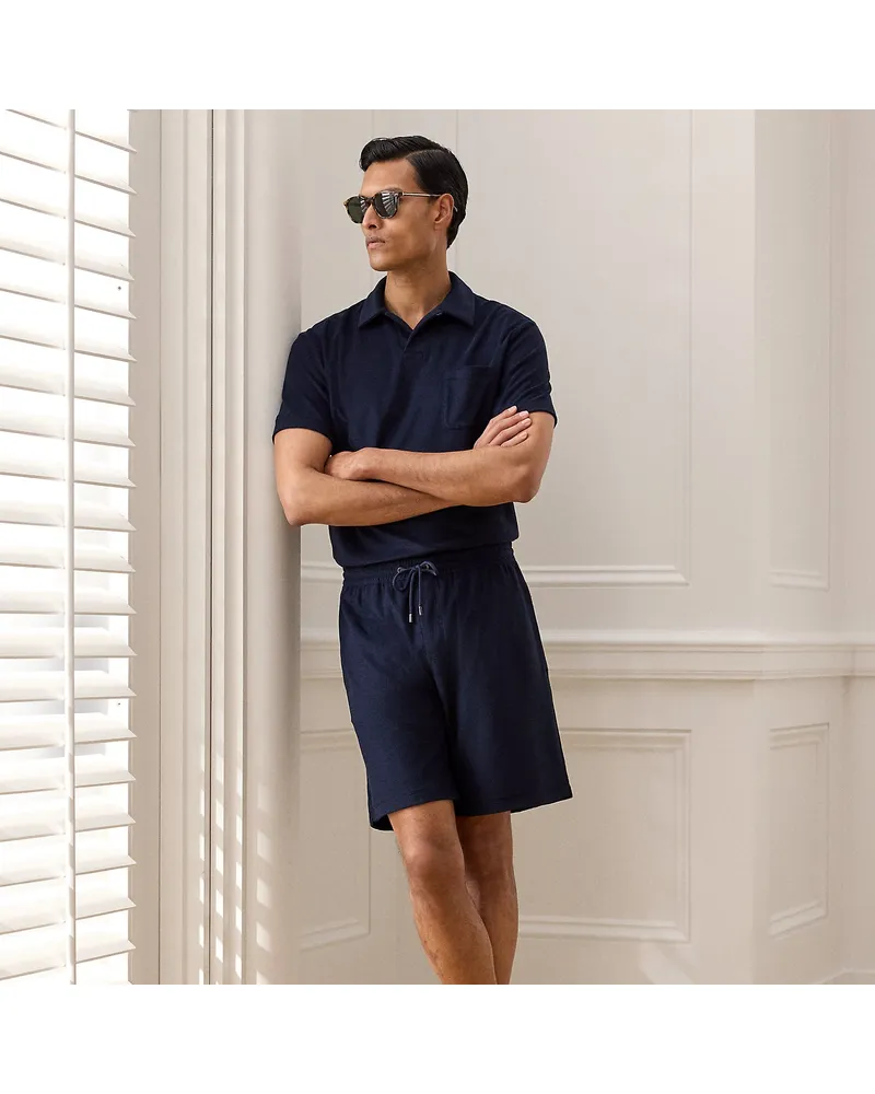 Ralph Lauren Shorts aus Baumwoll-Seiden-Frottee Blue