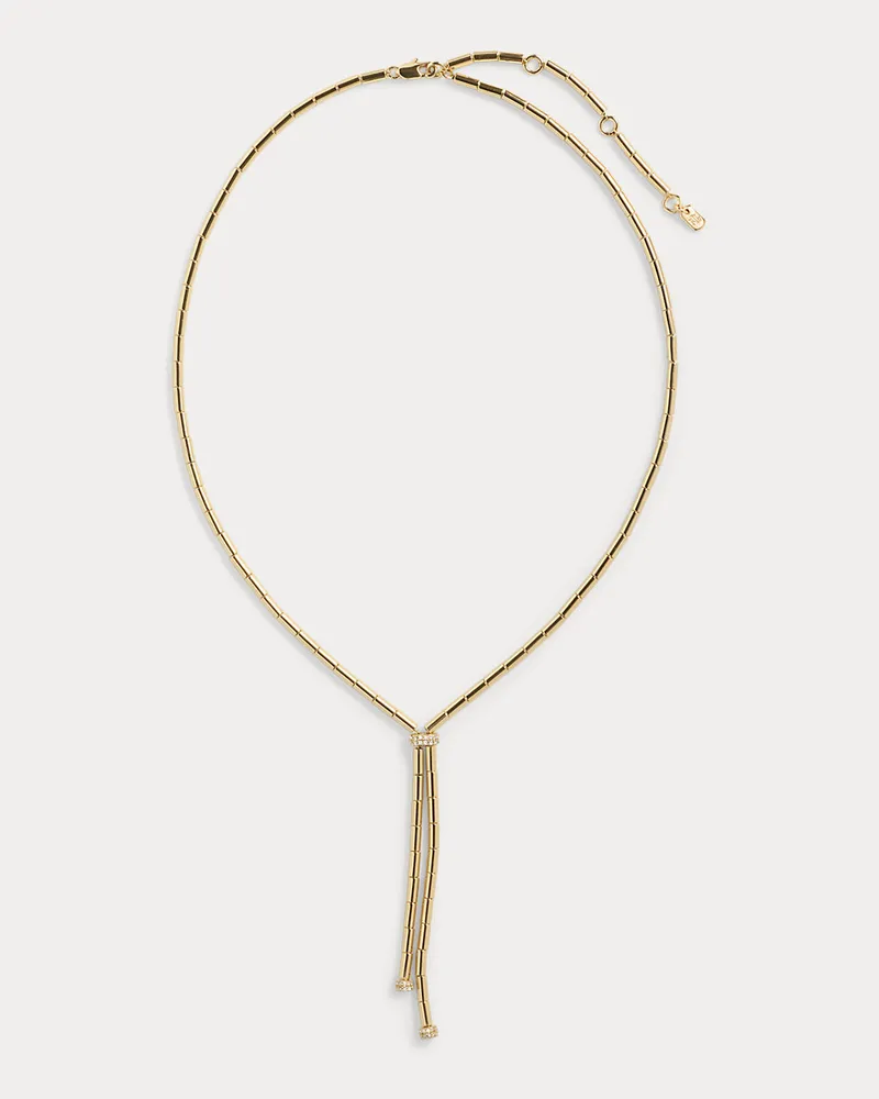Ralph Lauren Vergoldete Y-Halskette mit Pavé-Perlen Gold