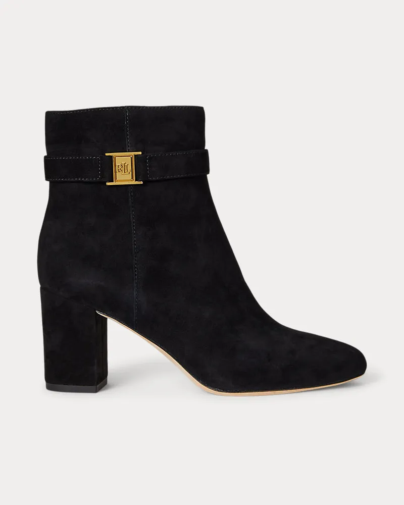 Ralph Lauren Wildleder-Stiefelette Kellie mit Absatz Black
