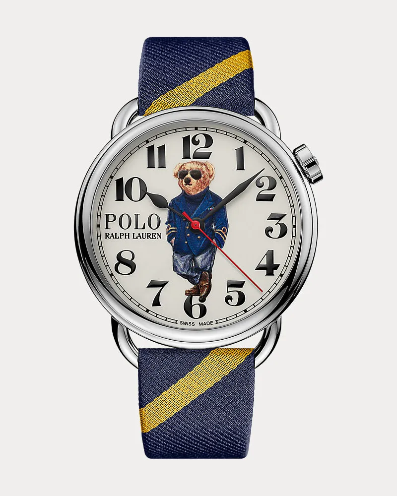 Ralph Lauren Stahl Armbanduhr In Weiß Mit Polo Bear White