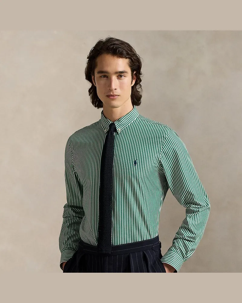 Ralph Lauren Gestreiftes Slim-Fit Hemd aus Popeline Green