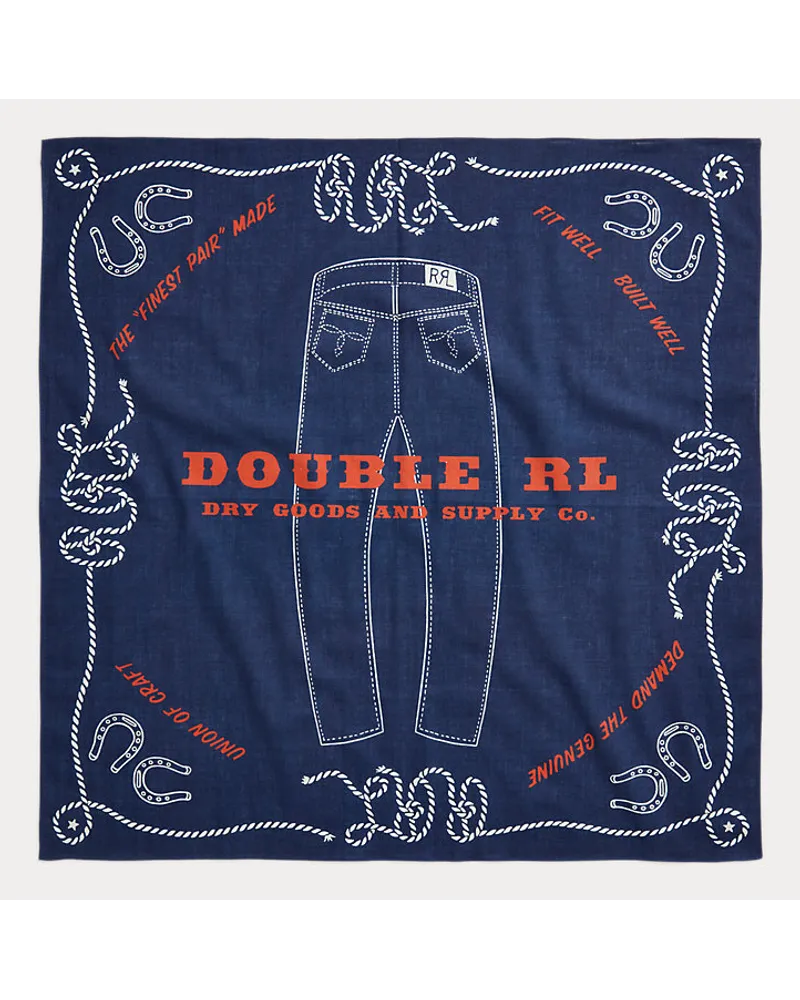 Ralph Lauren Indigo-Baumwollbandana mit Jeansdruck Blue