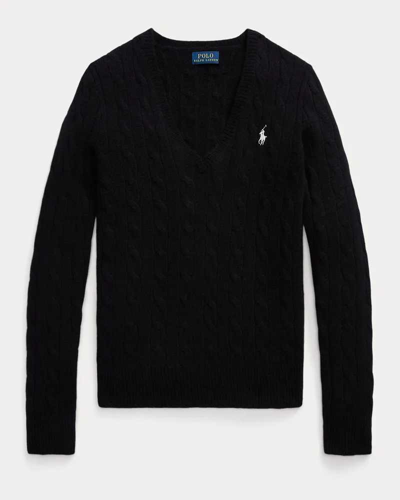 Ralph Lauren Woll-Kaschmir-Pullover mit Zopfmuster Black