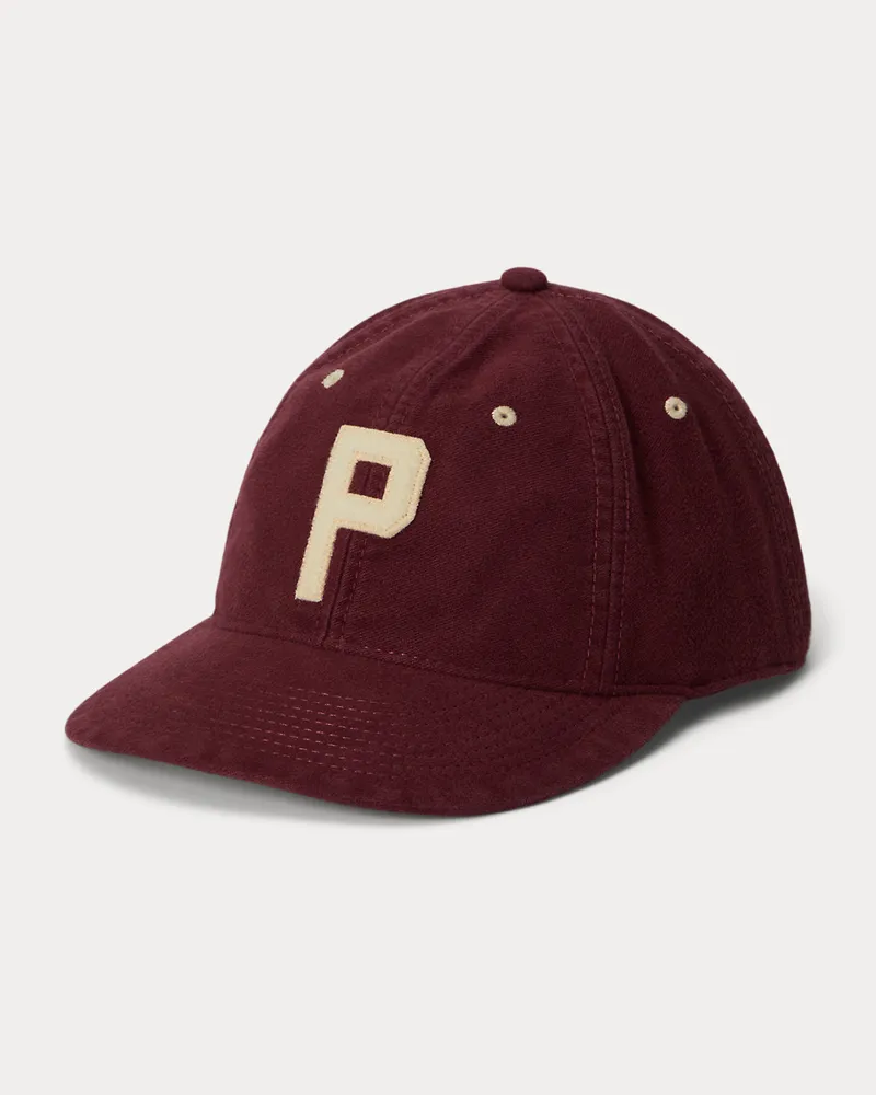 Ralph Lauren Chamois-Baseballkappe mit Filzaufnäher Red