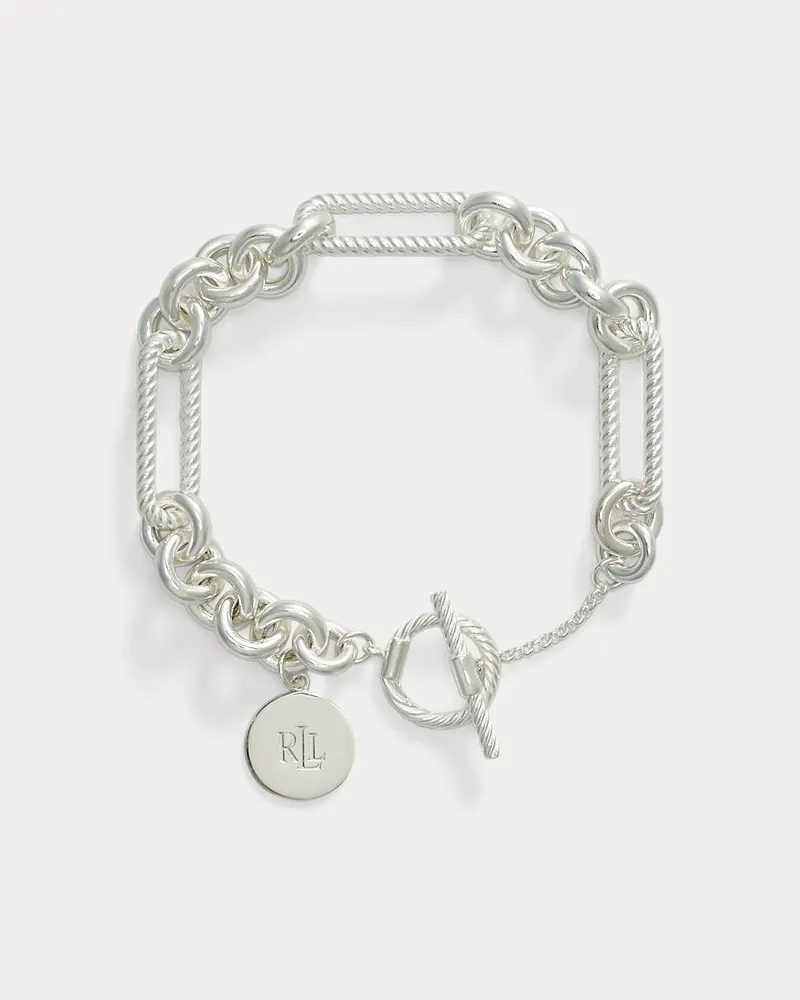 Ralph Lauren Flex-Armband aus Silber mit Logoanhänger Silver