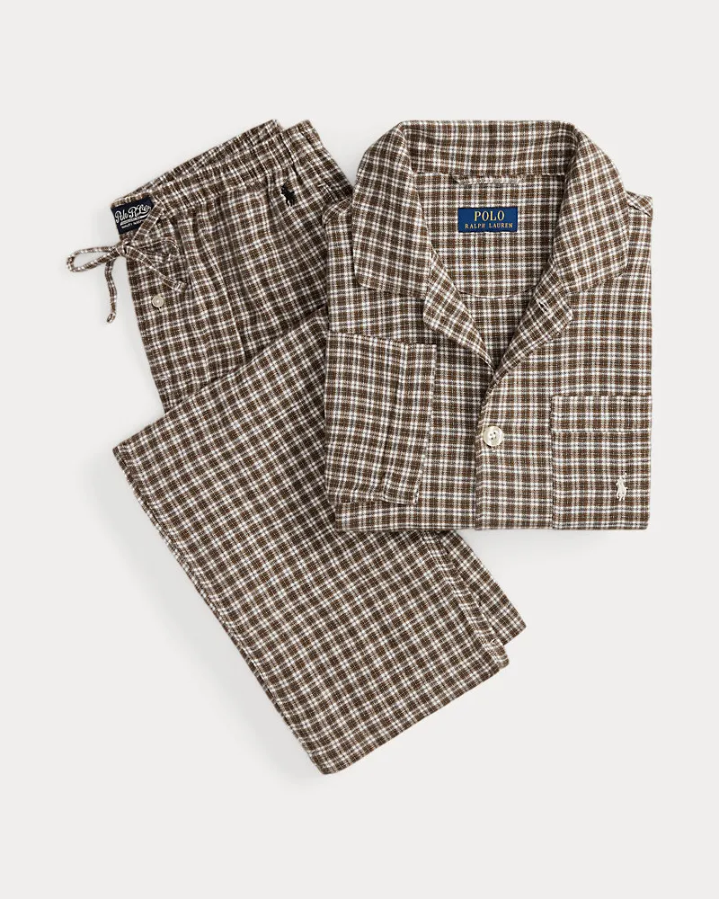 Ralph Lauren Karierter Pyjama aus Flanell Brown